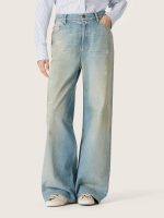 Women's jeans in light blue denim with Golden embroidered logo - Image 5
