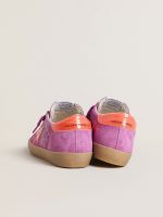 Women's Super-Star in fuchsia suede with fluorescent orange laminated leather star and heel tab - Image 4