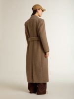 Women's double-breasted coat in a beige wool blend - Image 4