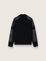 Men's black merino wool jacket with leather patches - Image 2