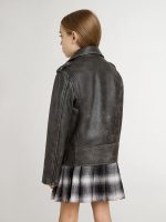 Boys' biker jacket in distressed leather - Image 4