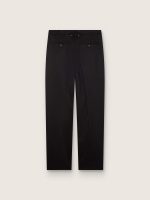 Men's pants in black cool wool with satin side stripe - Image 2