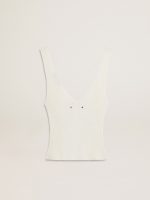 Sleeveless top embroidered with worn-white ribbing - Image 6