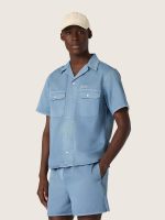 Unisex shirt in light blue denim with embroidery on the back - Image 5