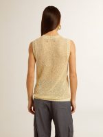 Mesh knit top with sequins and contrasting details - Image 4