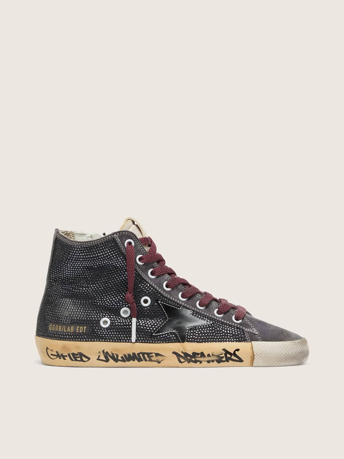 ede71bbbb771e4dd7e5f3f176d6353f6f1d3c37ae0b68b44ca9da728996fb720 Women's Francy LAB in black suede with black star and black Swarovski - Image 1