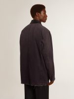 Men's denim jacket with distressed details and leather collar - Image 4