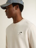 Men's white cotton sweatshirt with print on the back - Image 5
