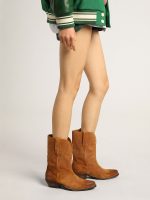 Women's low boots in tobacco-colored suede with inlay star - Image 3