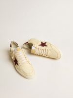 Men's Ball Star in beige nappa with burgundy mesh star and heel tab - Image 2