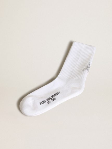 White socks with crystal star on the back