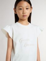 Girls' T-shirt with ruffled sleeves with lettering and embroidery - Image 3