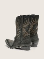 Men's low Wish Star boots in black leather with silver star - Image 4