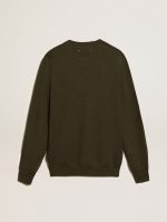 Men's round-neck sweater in military green cotton - Image 6