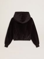 Women's black cotton-blend hoodie with zip - Image 5