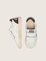 Junior Ball Star in white leather with dove-gray glitter star and brown glitter inserts - Image 3