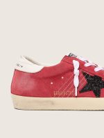 Women's Super-Star in red suede with glitter star and white heel tab - Image 4
