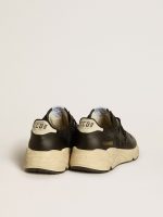 Women's Running Sole in black glitter with leather star and nubuck heel tab - Image 4