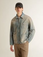 Men's distressed-effect denim jacket with zip - Image 2