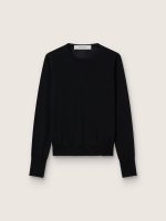 Women's round-neck sweater in black wool