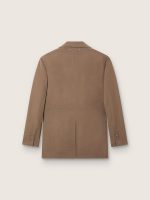 Women's double-breasted blazer in dove-gray chevron wool blend - Image 2