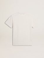 Men's worn-white cotton T-shirt with black lettering - Image 6