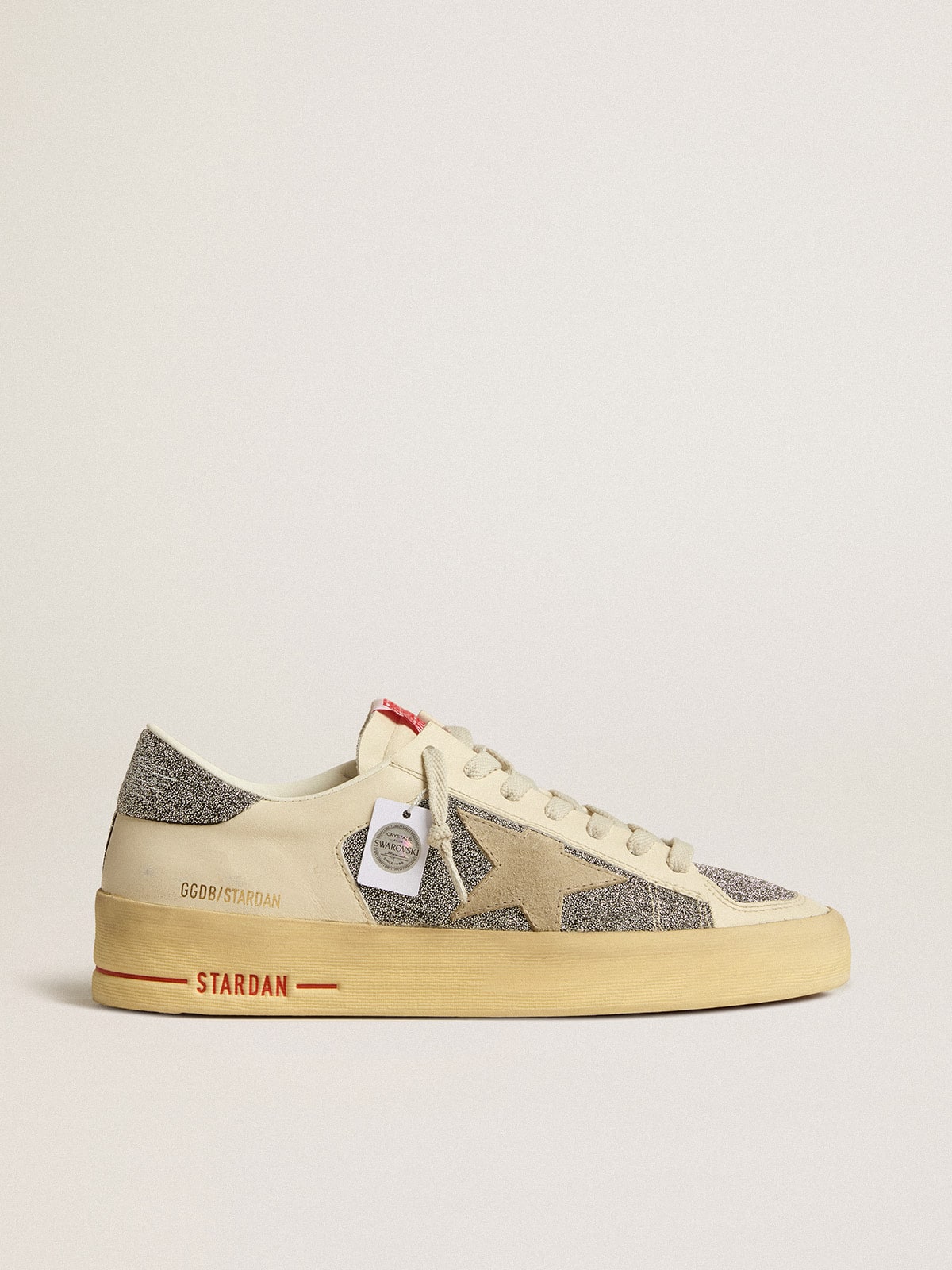 f117f27abe71d031e8d384e10311e9d16286c67b3091abd154226c33904a6f17 Women's Stardan in suede with sand star and silver Swarovski crystal inserts - Image 1