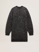 Women's black crew neck dress with all-over silver sequins - Image 6