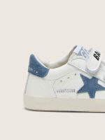 Baby Old School in white leather with denim-blue suede star - Image 4