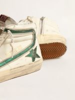 Slide in beige nappa with green laminated leather star and flash - Image 3