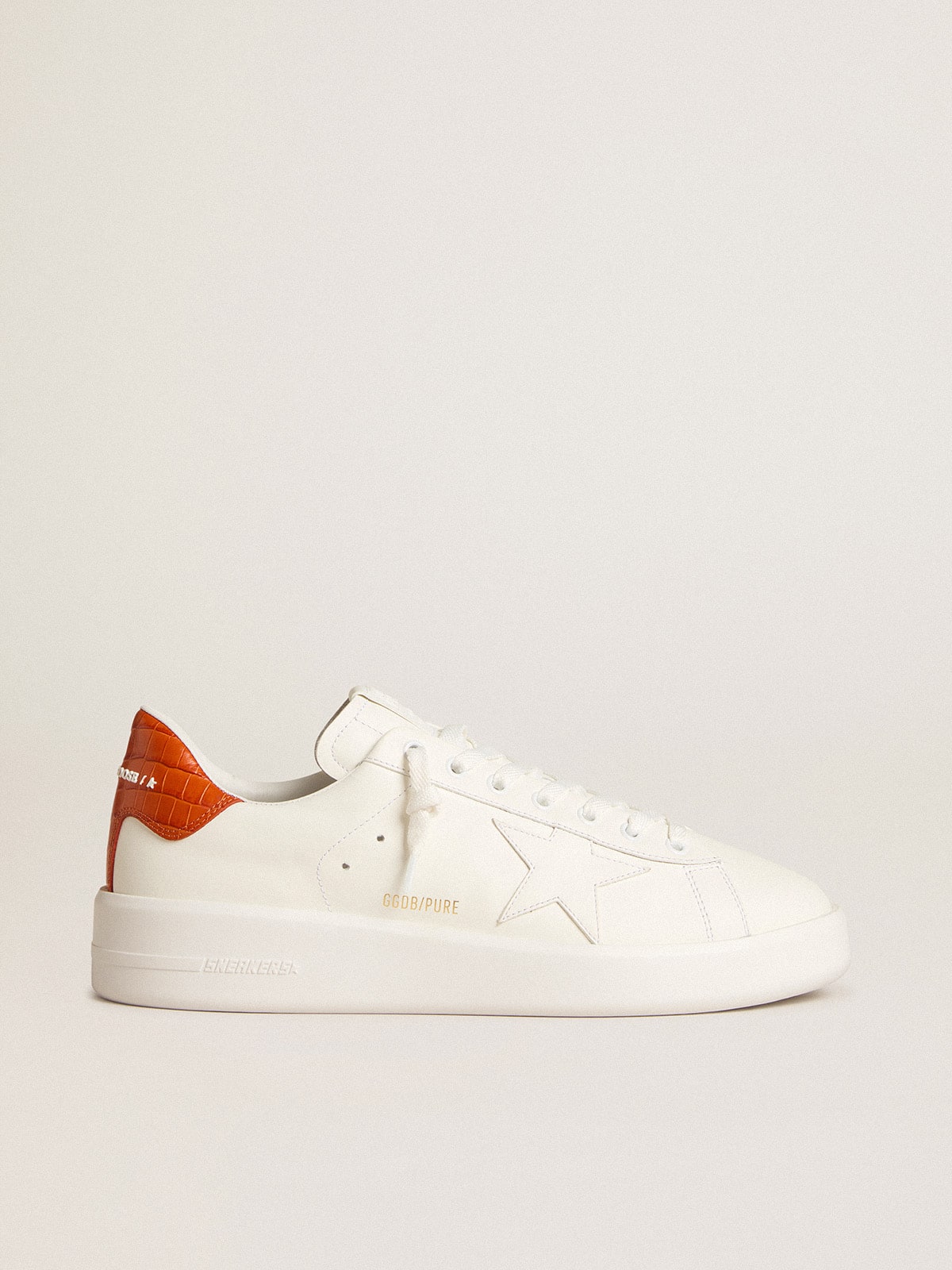 f219b529e3f54942d3b368627d3963d42d146c9c00fa75188e20f62c247d832c Men's Purestar with white leather star and orange heel tab - Image 1