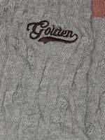Gray melange ribbed socks with brick-red details and brown embroidered logo - Image 2