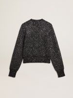 Women's black wool blend cropped sweater with all-over sequins - Image 6