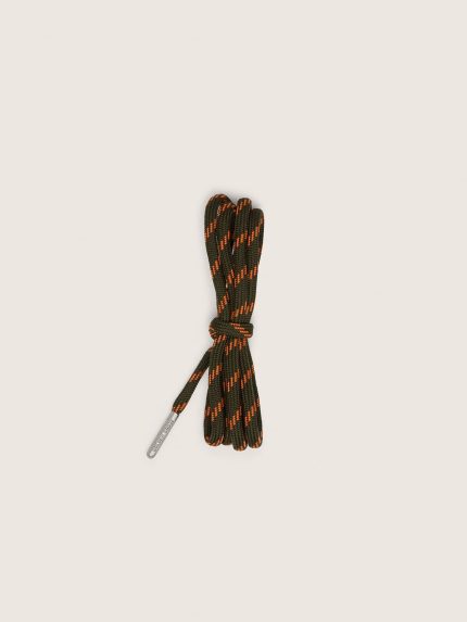 Military-green hiking laces with orange details