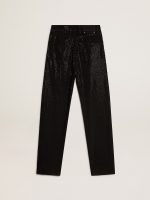 Women's cotton denim pants with shaded-effect crystal decoration - Image 5