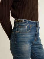 Women's bootcut jeans with a vintage wash and metallic details - Image 5