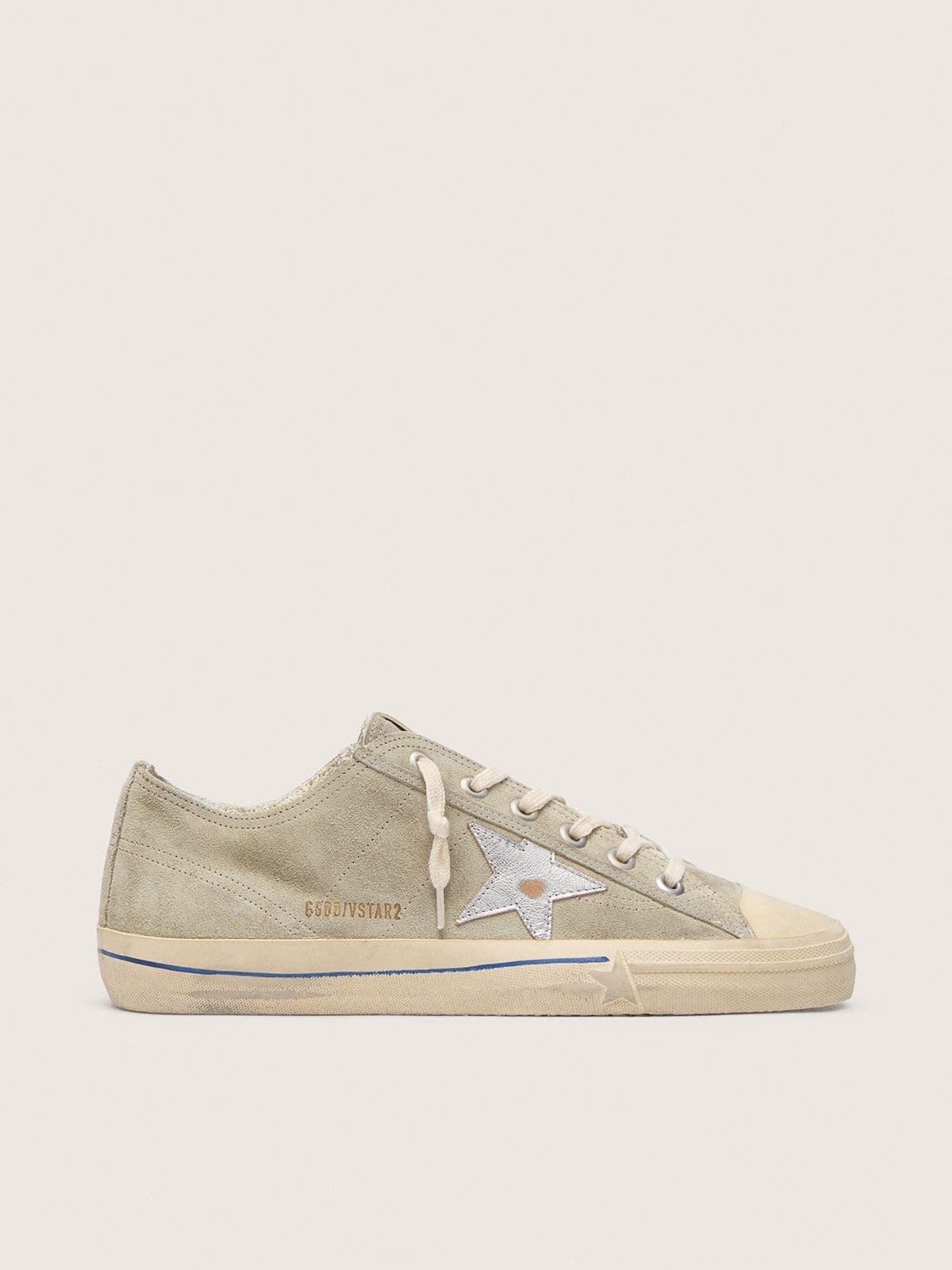 f2975a01f8c59cf0c295f59dd36faf43a21e385a7882948f14e29df9998b0821 Men's V-Star in dove-gray suede with silver metallic leather star - Image 1