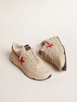 Men's Running Sole in gray morn nappa leather with red nappa leather star and heel tab - Image 2