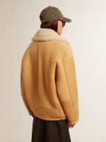 Women's sheepskin jacket with a wide shearling shawl collar - Image 5