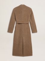 Women's double-breasted coat in a beige wool blend - Image 6
