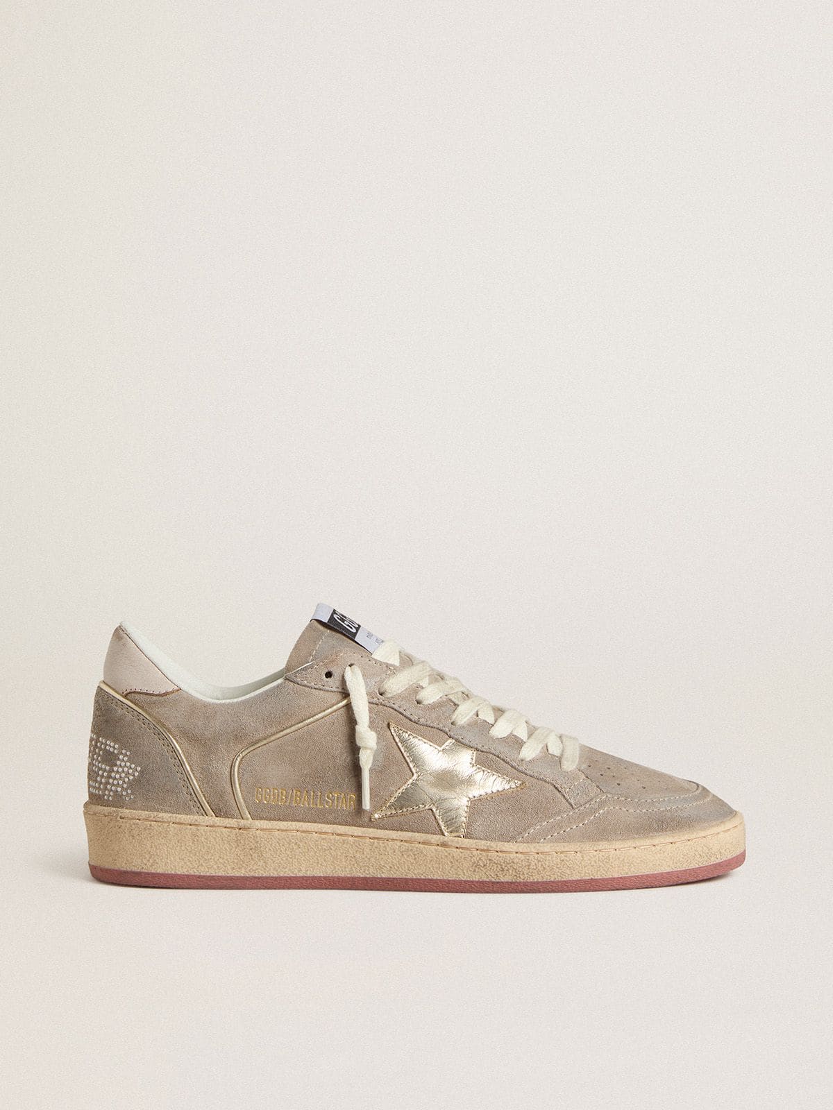 f3973e8ab8a4772f0020028aca022e9e3293e1d4763f471290e36c51058620eb Women's Ball Star in beige suede with gold metallic leather star and bead lettering - Image 1
