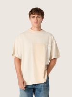 Men's T-shirt in cotton jersey with white and beige patchwork effect - Image 5
