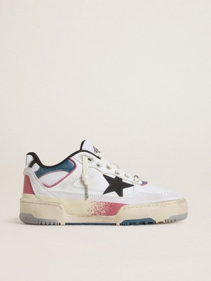 Women's Forty2 with black star and silver foiled leather heel tab