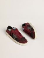 Men's Stardan in black mesh and burgundy suede with white leather star - Image 2