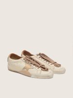 Women's True-Star in white nappa leather with gold star and beige suede heel tab - Image 8