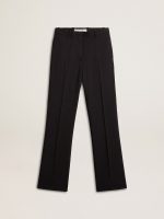 Women's soft dark blue pants in wool blend