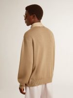 Men's jacket in travertine-colored nubuck leather with wool-blend sleeves and back - Image 4