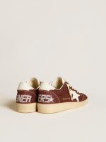 Ball Star in burgundy glitter with white leather star and heel tab - Image 4