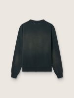Unisex sweatshirt in worn black cotton with logo embroidery - Image 2
