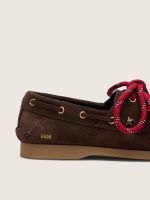 Young Cruise loafers in brown suede with tone-on-tone suede fringing and red laces - Image 4
